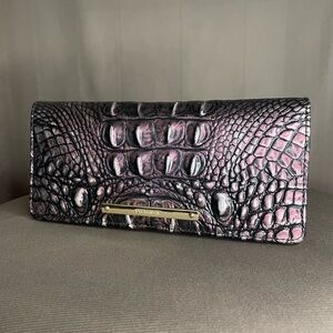 Brahmin Plum Melbourne Croc Embossed Wallet – Marissa Companion 🖤